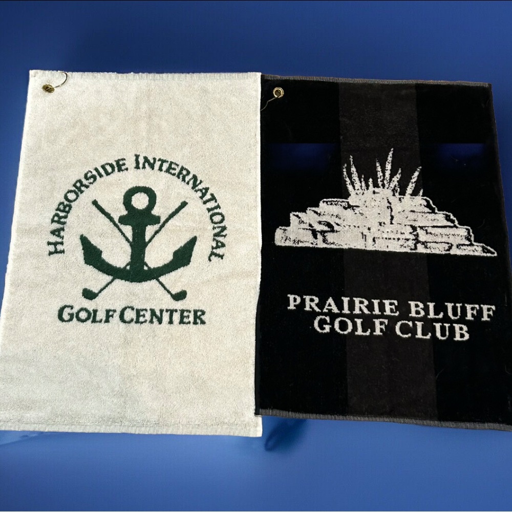 Set Of 2 Illinois Golf Course Towels Harborside International & Prairie Bluff